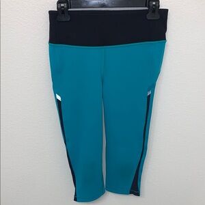 Lululemon Athletica Blue and Black Leggings with Mesh Panels